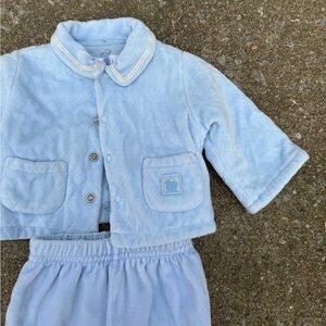 Vintage Children’s place Blue Velour 2 Piece Set Jacket Pants 0-3 Months Blue